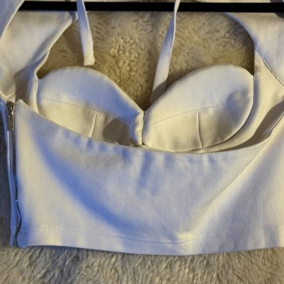 AREA CUTOUT T-SHIRT WITH CRYSTAL EMBELLISHED BUSTIER, WHITE, SIZE SMALL - Picture 4 of 10